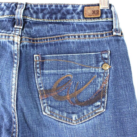X2 Womens Size 2 Skinny Leg W01 Ultra Low Rise Embroidered Pockets Denim Jeans - Picture 9 of 11